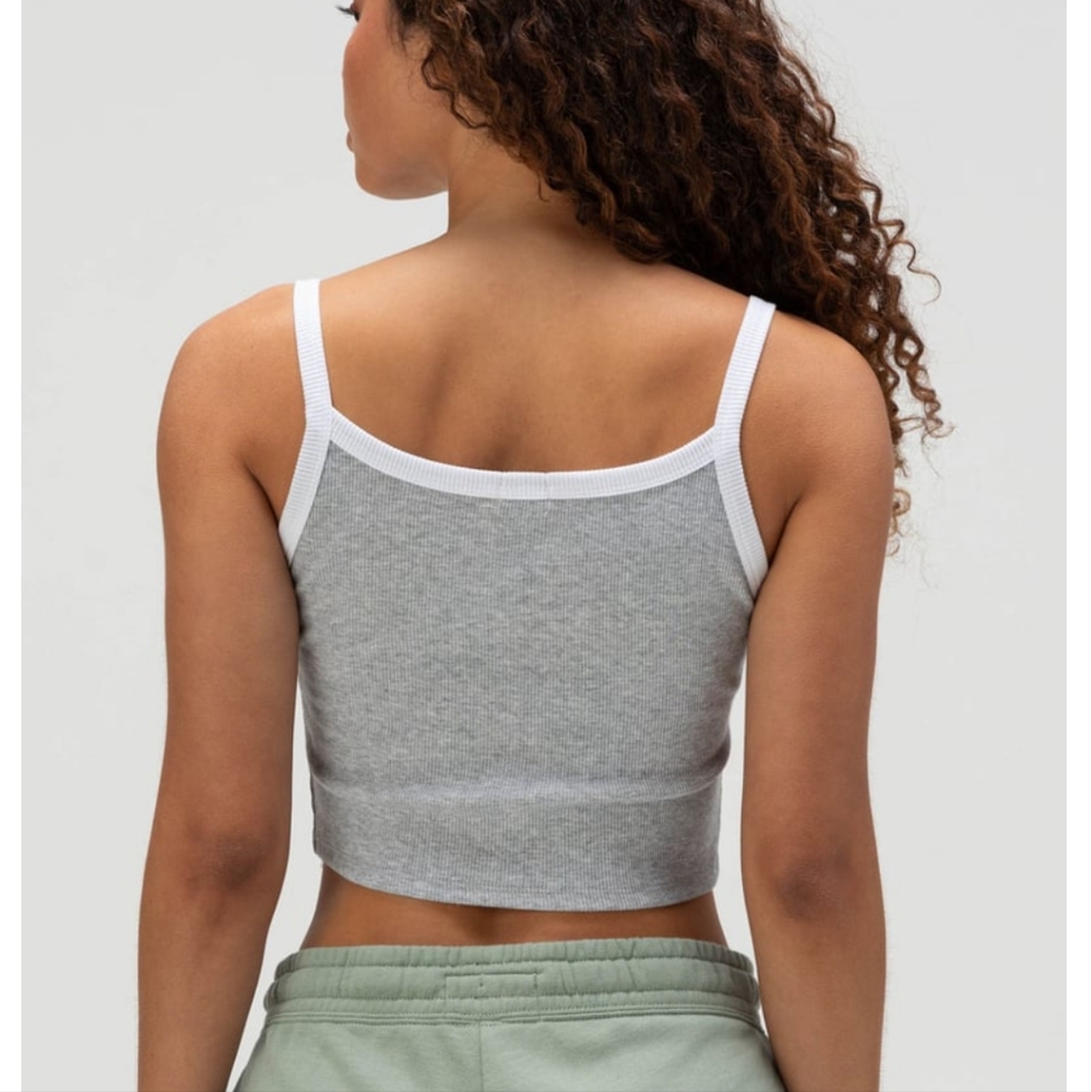Tillys Ringer Cami Top Gray White Trim – Size M – New Without Tags - Picture 2 of 7